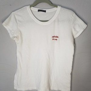 Brandy Melville 'Nevermind' White tee